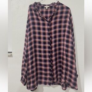 Terra & Sky Pink and Navy Plaid Button-Up Shirt